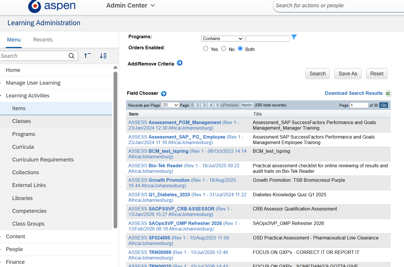 SAP SuccessFactors learning management system